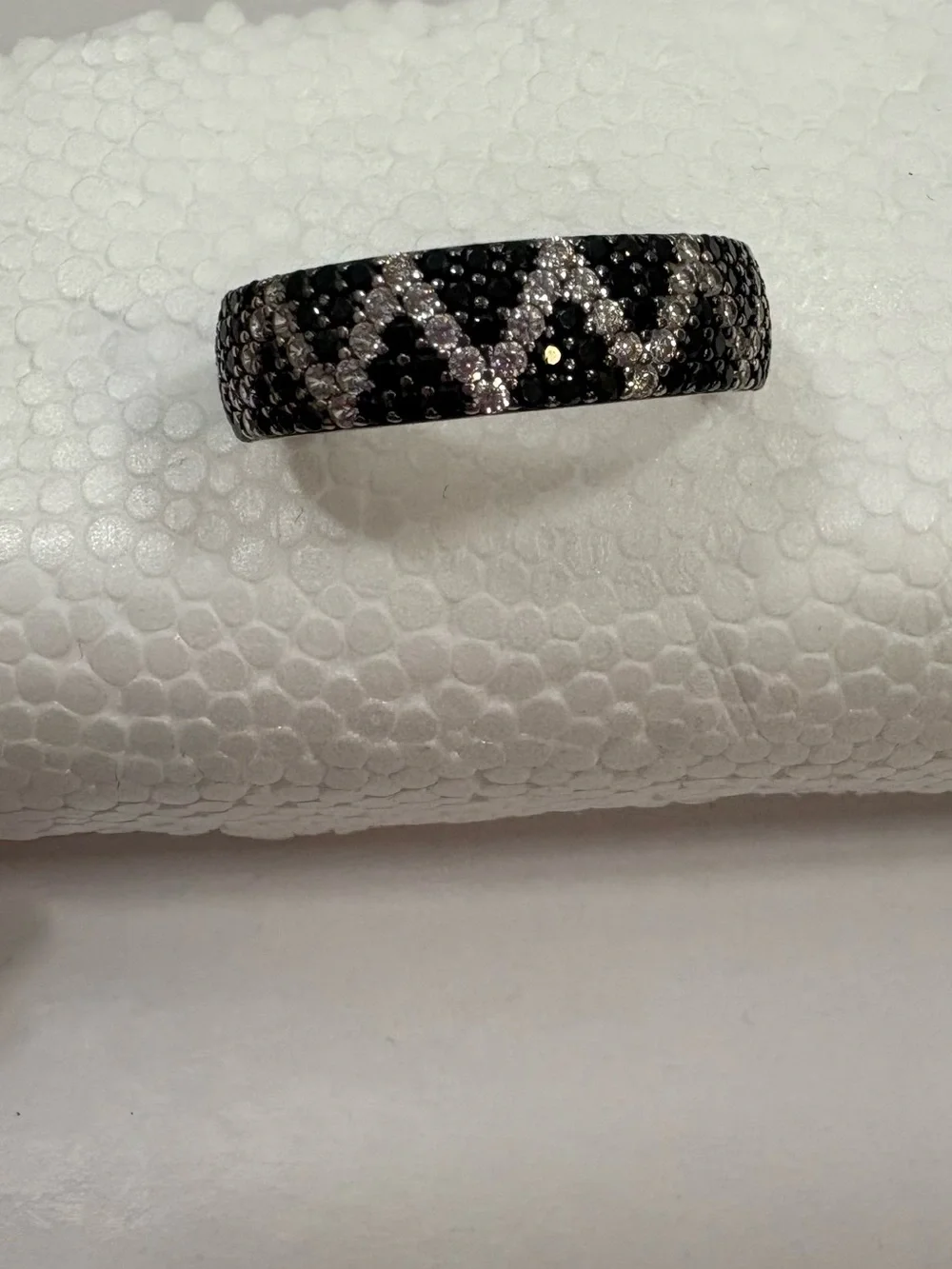 Bella Luce Black Spinel & White Diamond Simulant 925 Sterling Silver Ring Sz 12